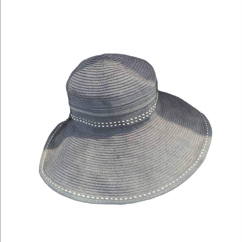 Toucan Collection New York Vintage Hemp Straw Sun Hat Black Ribbon Stitch Sunhat